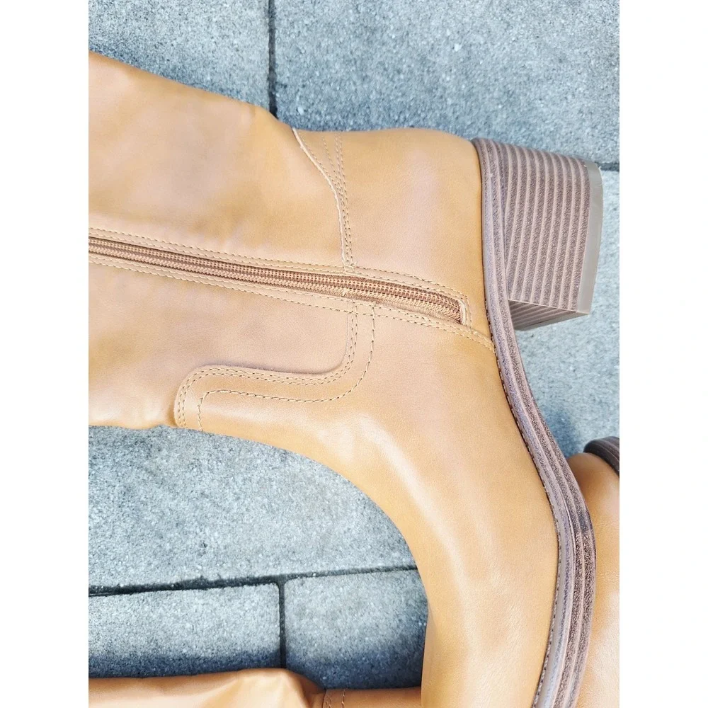 Indigo Rd. Womens Iroshan Cognac Tan Tall Knee High Boots Sz 11M Block Heel NWB
